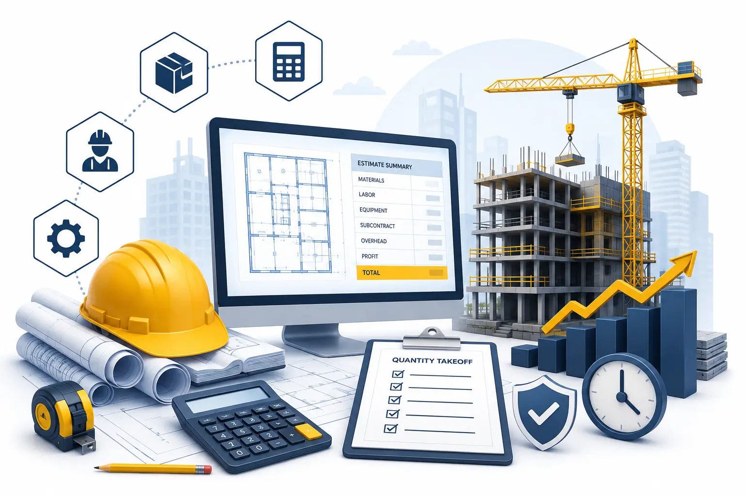 Construction estimating and quantity takeoff visual representation
