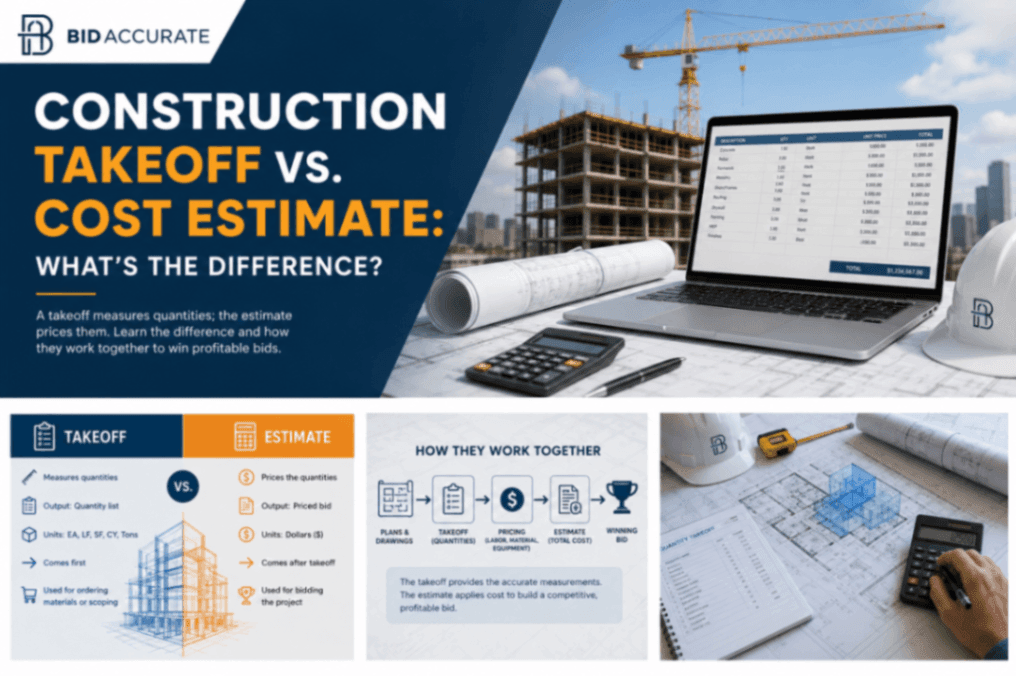 Construction Takeoff vs. Cost Estimate: What’s the Difference? | BidAccurate